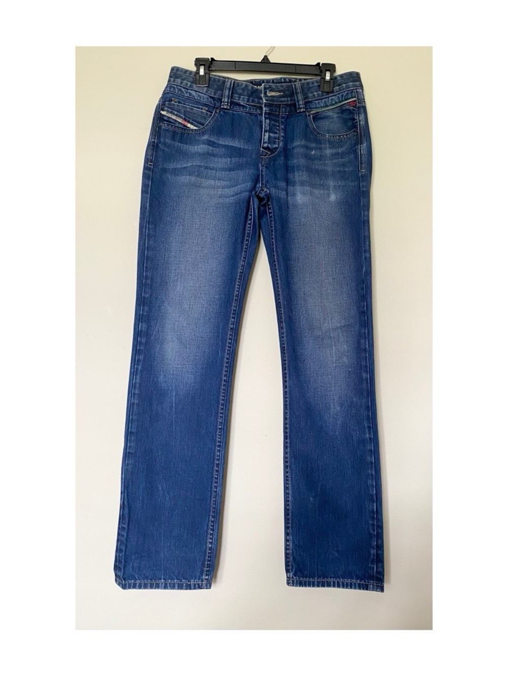 Diesel Industry Jeans Mens W32 Leather Multi Metal Patch Est 78 Distressed Y2K